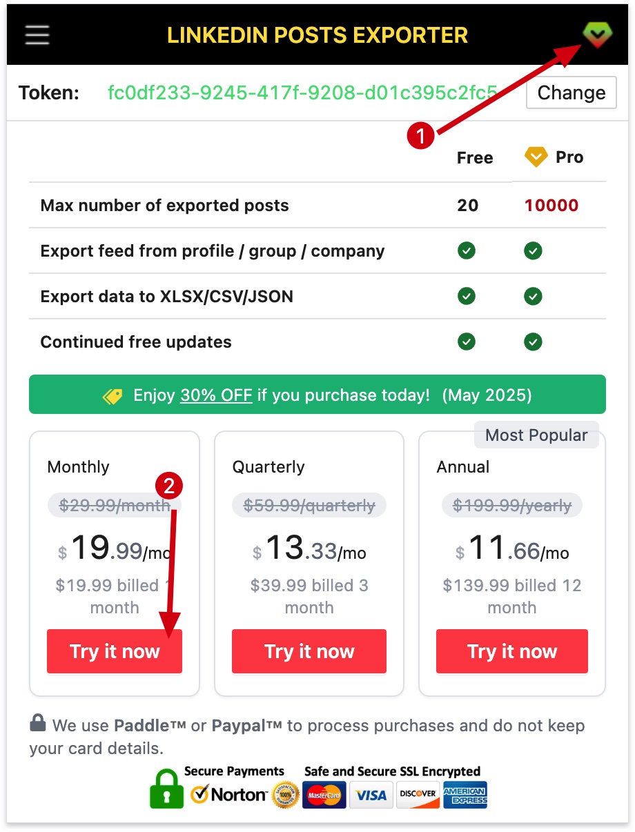 LinkedIn Post Scraper chrome extension subscribe pro